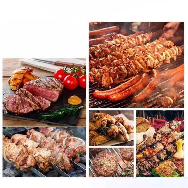 Barbecue Grill Stainless Steel Non-Stick Grill Basket with Handle BBQ Roast Rack for Home Outdoor Picnic Kitchen Dining Tools