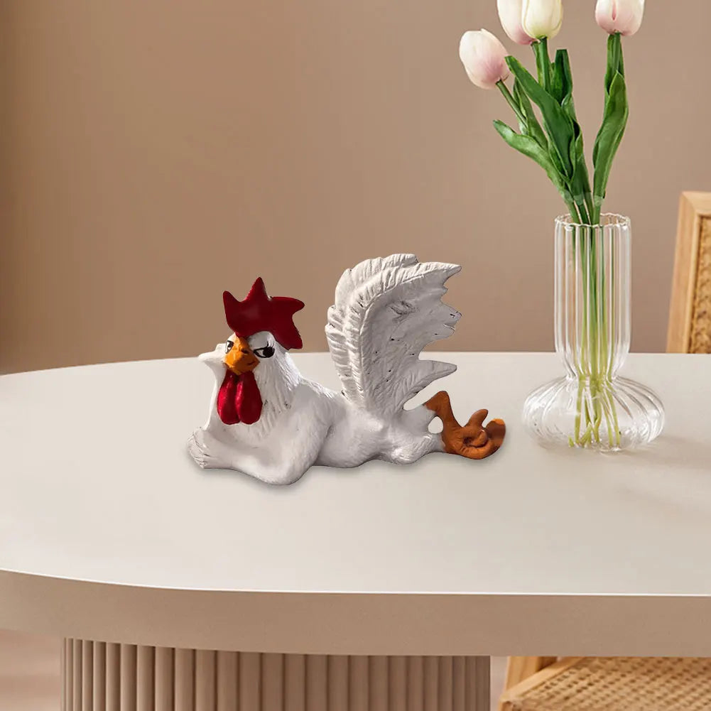 Rooster Decor Chicken Yard Art Sculpture Desktop Ornament Creative Rooster Decorative Figurine Resin Small Red White Rooster