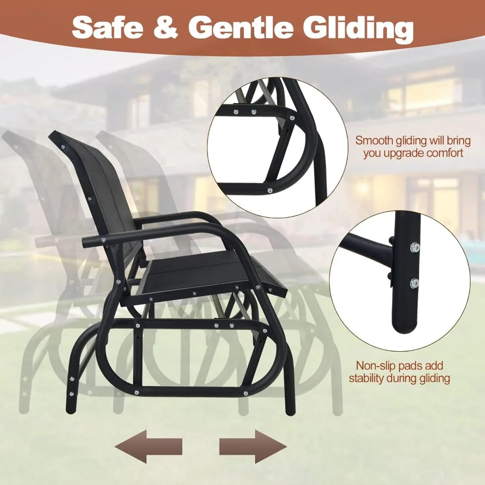 2-Person Outdoor Glider Bench,  Patio Double Swing Gliding Chair Loveseat ,  Porch, Backyard and Poolside
