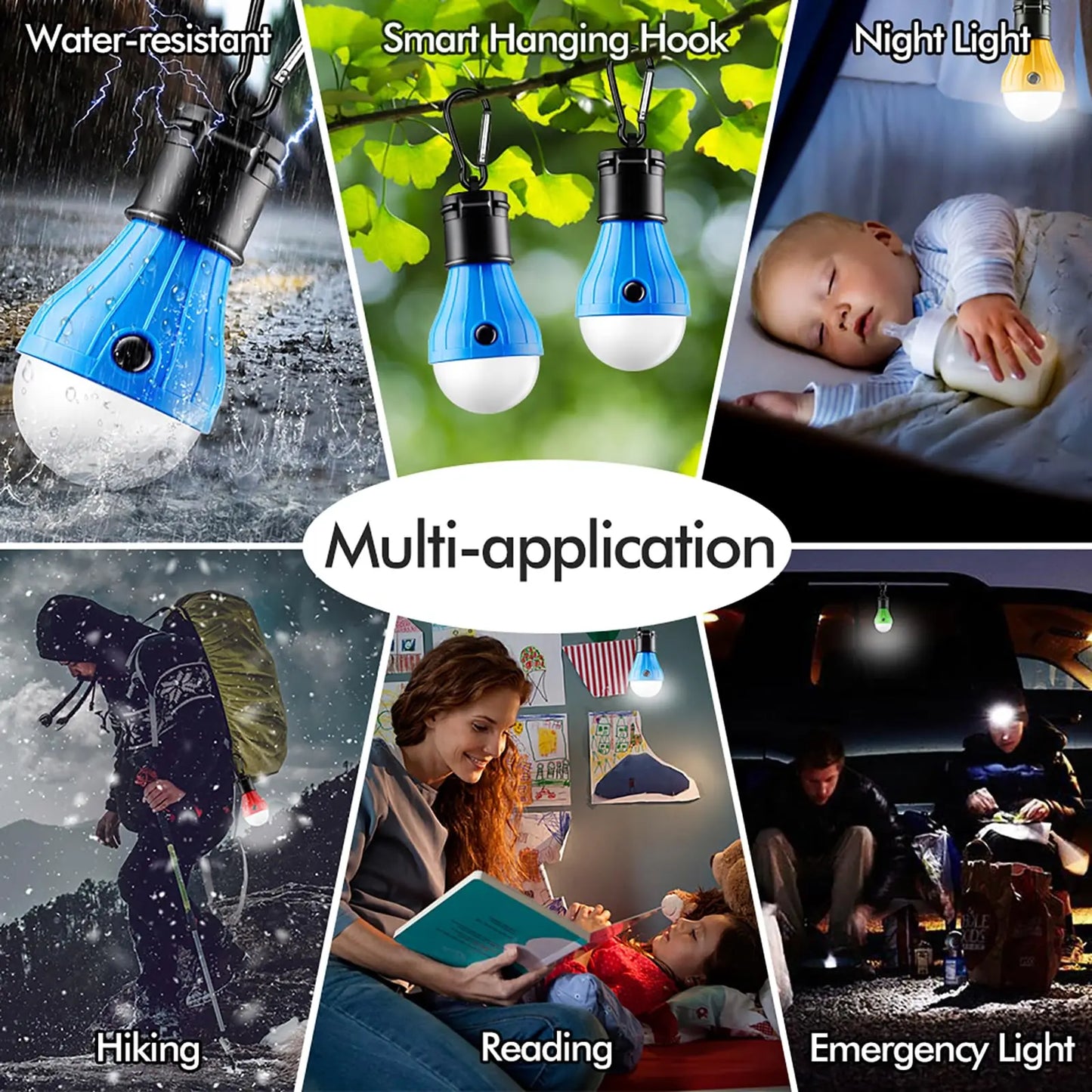 Outdoor Camping Tent Light Portable Lantern LED Bulb Outdoor Hanging Soft Light SOS Emergency Travel  Lamp Use AAA Battery