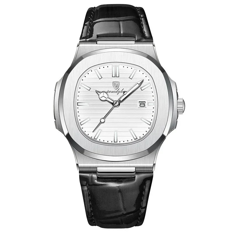 Fashion Business Luminous Calendar Quartz Watch 30MI Waterproof Leather Strap Wirstwatch Men Students Clocks Relogios Wholesale