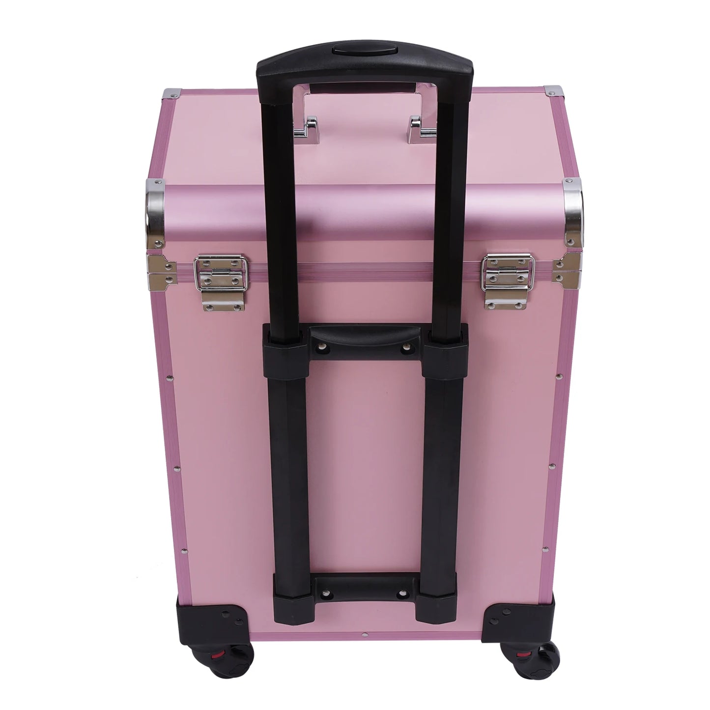 3 Layers Professional Makeup Rolling Train Case w/ 2 Drawers Make-up Traveling Case Trolley on Wheels Cosmetic Organizer w/Locks