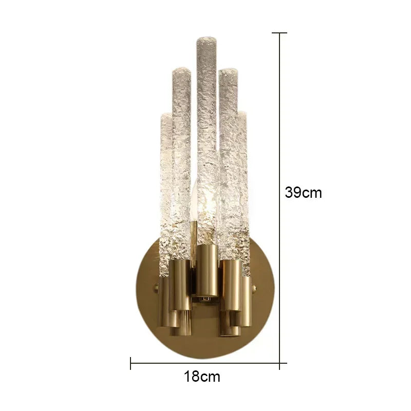 Modern Minimalist Water Ripple Crystal Copper Wall Lamp Bedroom LED Glass Indoor Lighting Home Living Room Decoration Wall Lamp