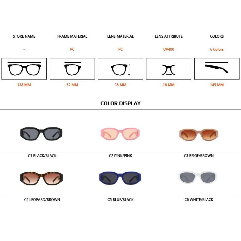 Women Summer Sunglasses Rectangle Fashion Sun Glasses Unique Irregular Designer Eyewear