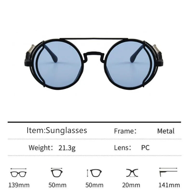 Steampunk Round Sunglasses for Men Luxury Designer Metal Frame Unisex Sun Glasses Men Women Outdoor Riding Sports Sunglasses
