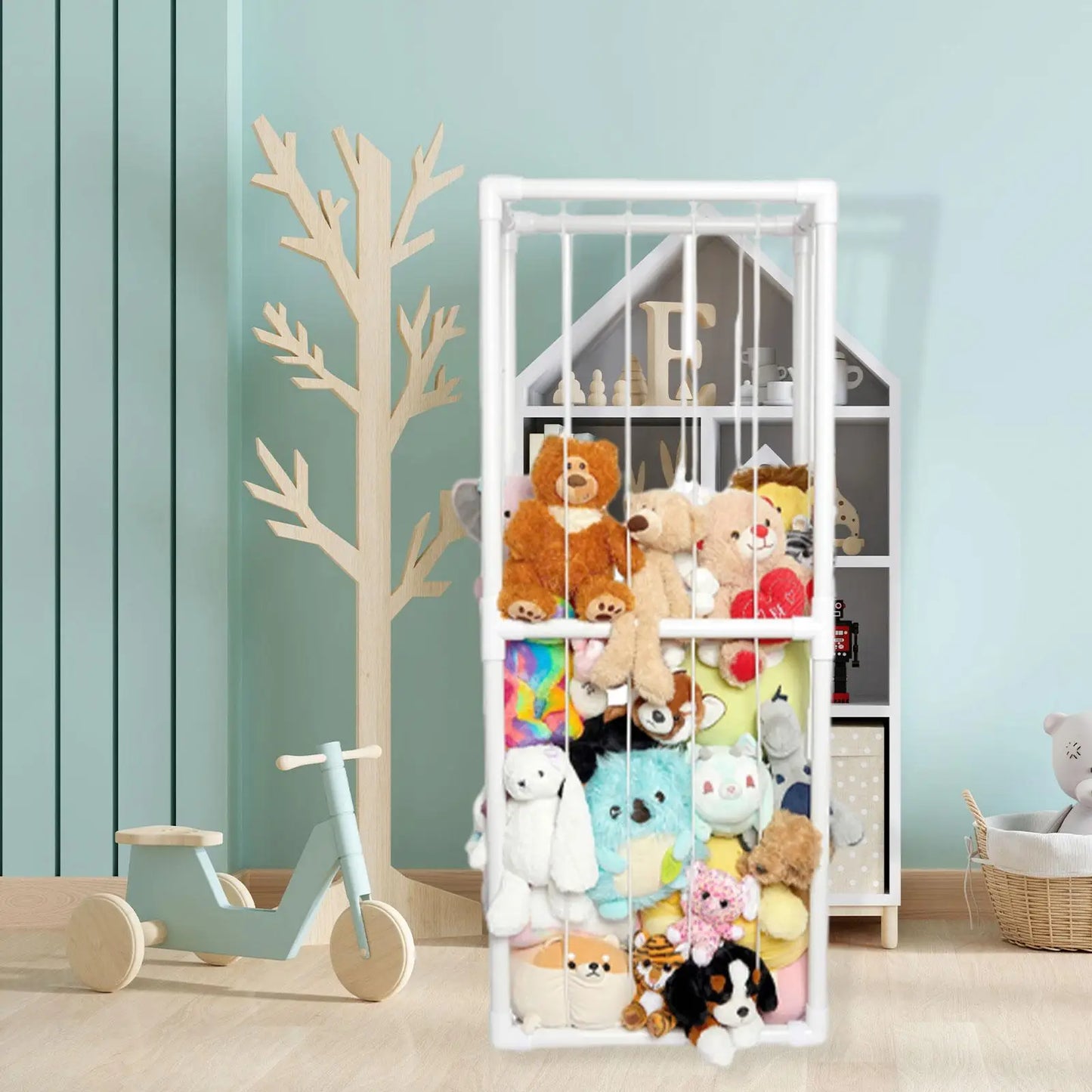 Stuffed Animal Storage Toy Organizer Nursery Toy Organizer Holds up to 250kg Large Toy Storage Shelf for Bedroom Playroom
