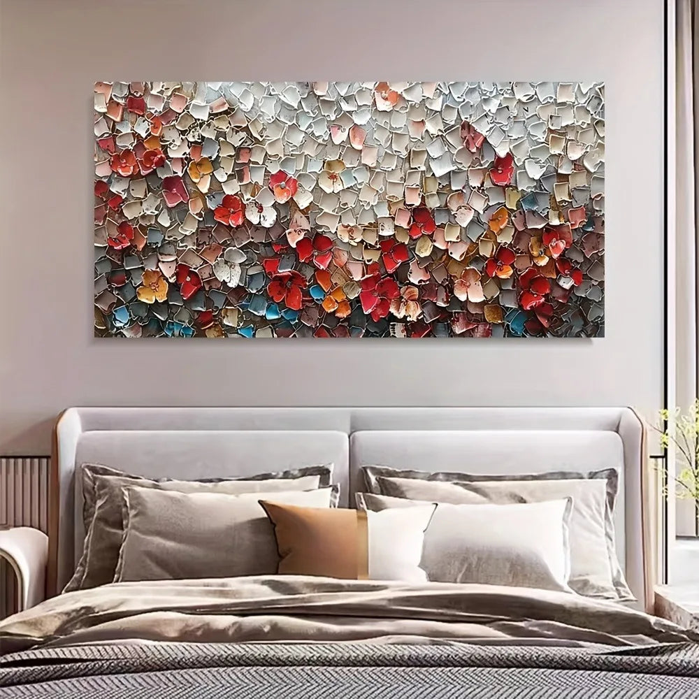 Modern abstract floral canvas mural frame wooden landscape, 1.5 inch thick pine wood frame