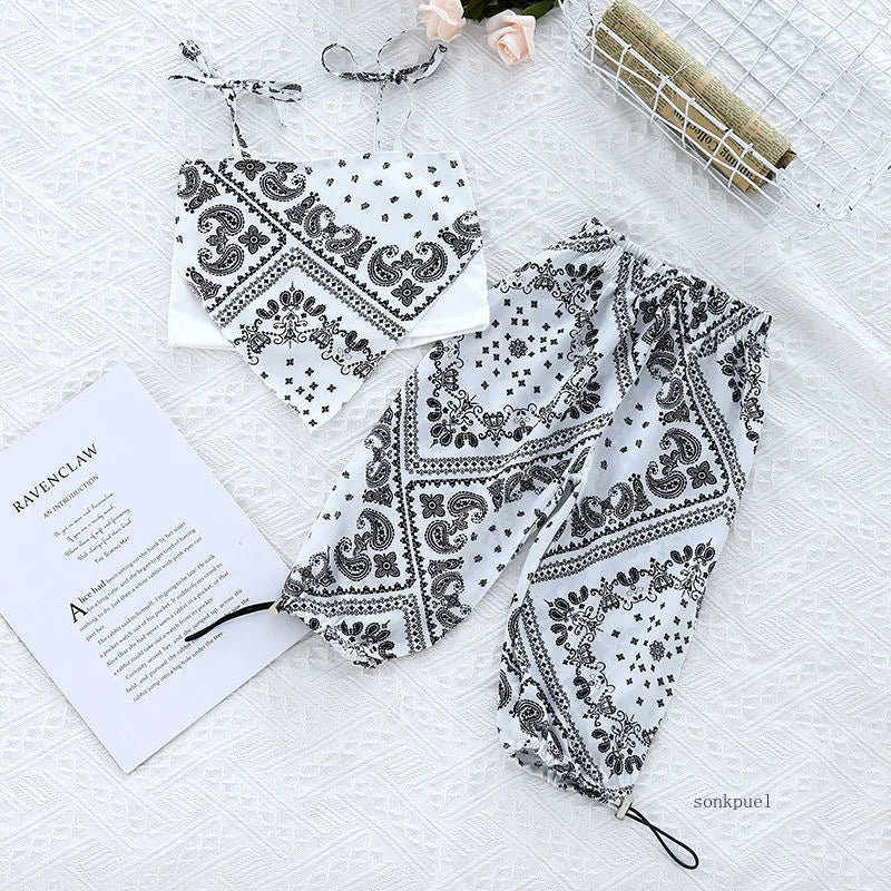 3-6Years Summer Suit Thin Girls Suit Suspender Mosquito-proof Pants Two Pieces of Cute Girl Children's Clothes