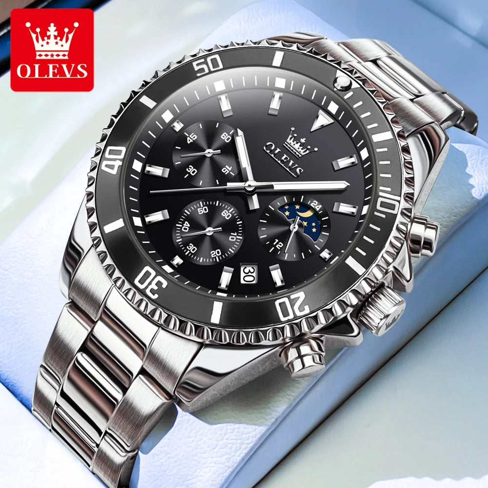 OLEVS Watches For Men Classic with Date Dress Luxury Big Face Waterproof Luminous Men's Wrist Watch Stainless Steel Men Watch