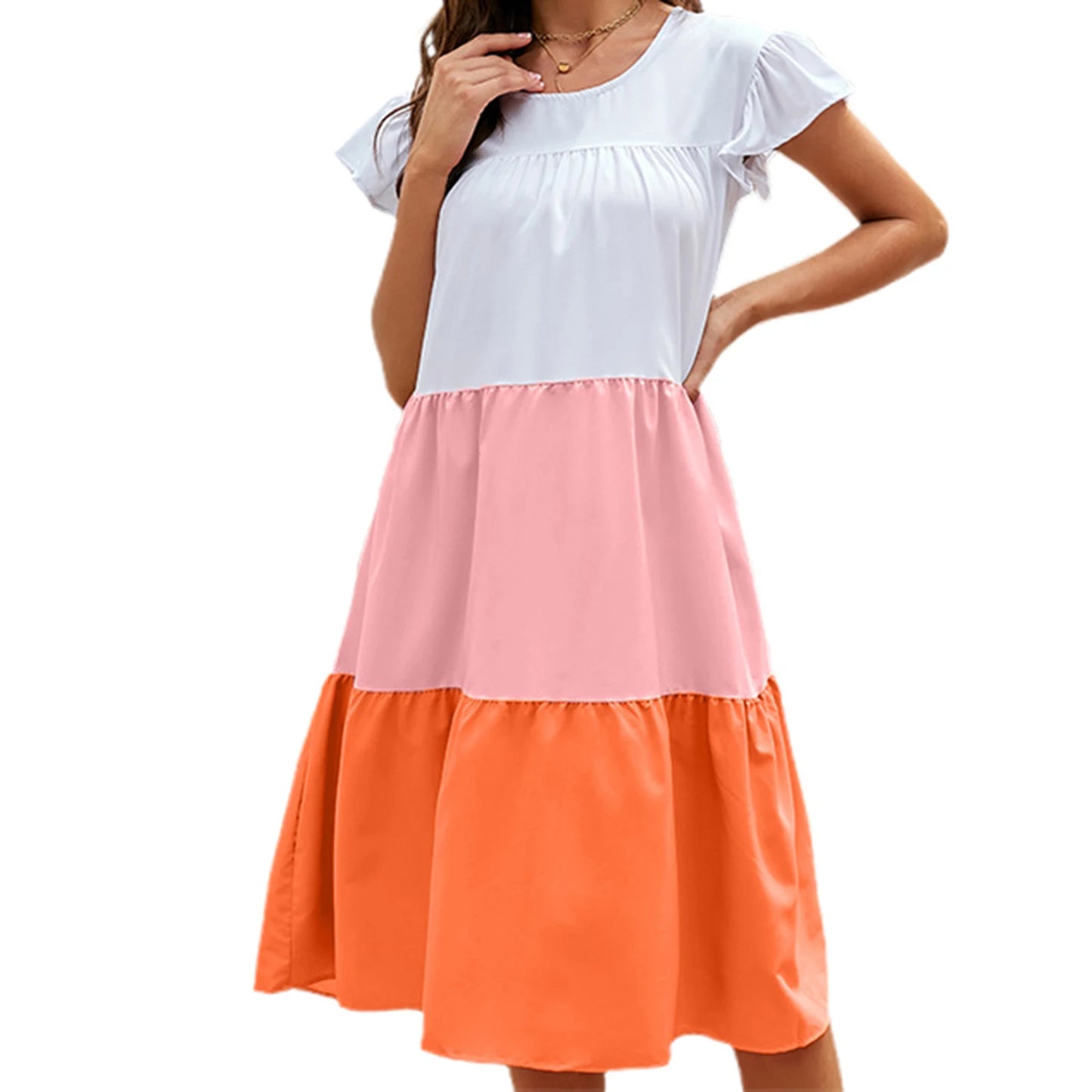 Women s Boho Style Floral Print Maxi Dress with V-Neckline and Flowy Ruffle Sleeves Elegant Summer Beach Dress for Vacation or