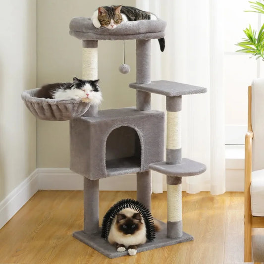 PAWZ Road 42" Cat Tree Condo With Large Perch Scratching Posts for Indoor Cats