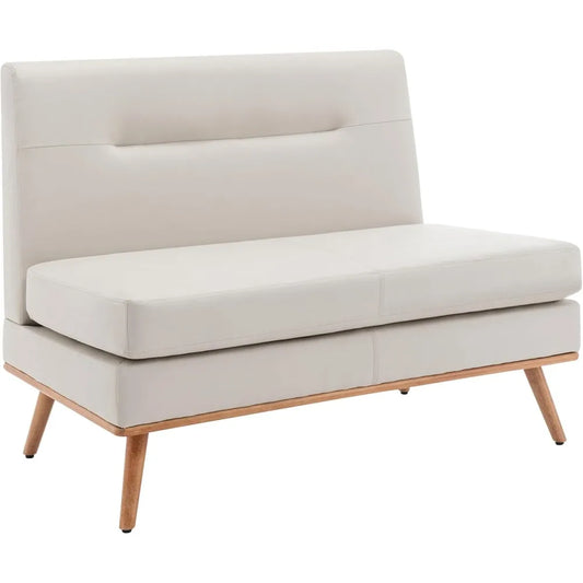 Upholstered Settee Bench with Back Small Loveseat Sofa Faux Leather Dining Bench Banquette Seating for Kitchen Dining