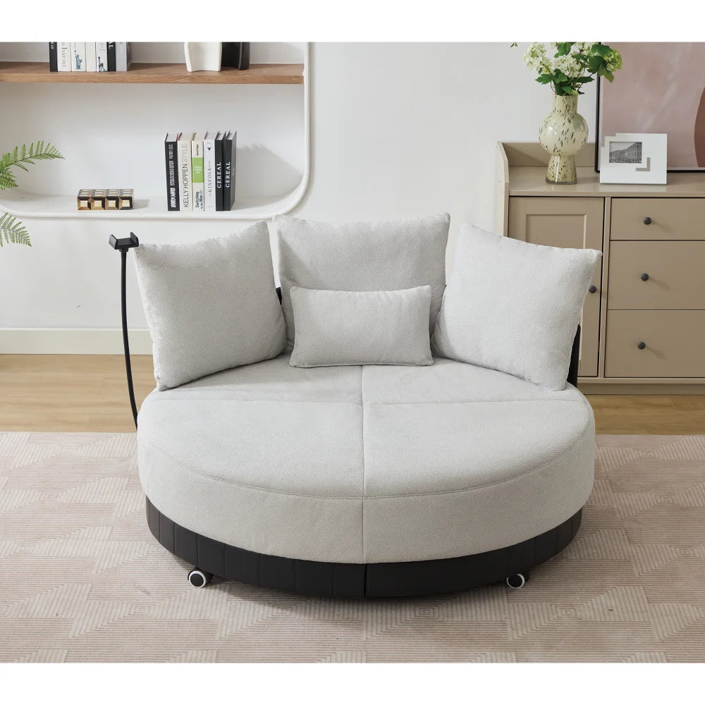 52.75'' Extra Large Round Swivel Chair, 360° Swivel Chair, Adjustable Phone Holder, Swivel Chair Chairs Living Room