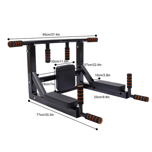 Wall Mounted Pull Up Bar Chin Up bar Multifunctional Dip Station for Indoor Home Gym Workout, Training Equipment Fitness Dip