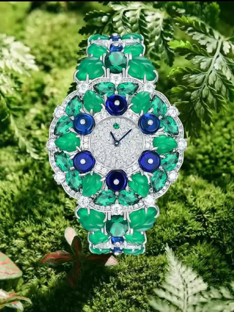 ZOCA Luxury Woman Bracelet Gemstone Wristwatch 925 Sterling Silver Original High Quality Bracelet Elegant Woman Quartz Watch