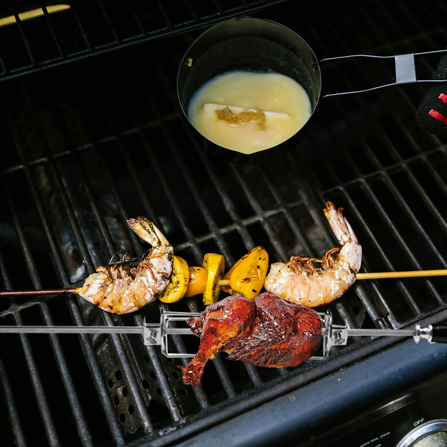 2Pcs Rotating BBQ Forks Stainless Steel Chicken Grill Tools Roast Meat Forks Outdoor Party Accessories Kitchen Barbecue Utensils