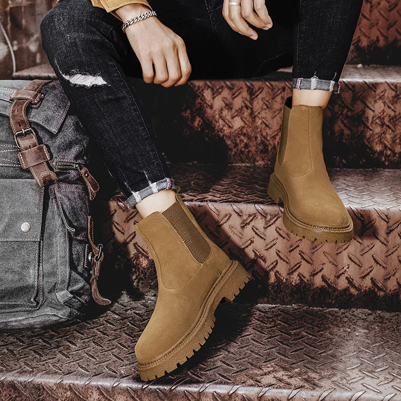 Men's Chelsea Boots Ankle Casual Fashion Boot Winter Plush Warm Comfortable Simple and Elegant Sweat Absorbing Non Slip Soles
