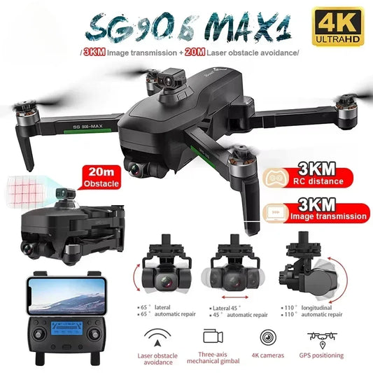 ZLL SG906 MAX1 Professional FPV 4K Camera Drone with 3-Axis Gimbal 4KM Brushless GPS Quadcopter Obstacle Avoidance Aviator