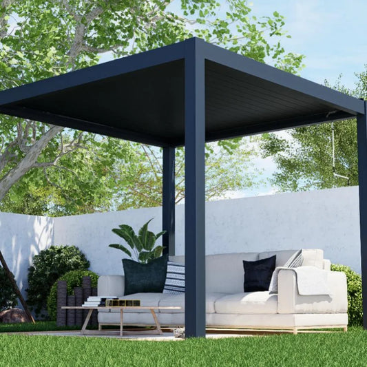 10x13ft,3x4m Aluminum manual flip Louvered Pergola 6063 T5 aluminum  reversible roof  for outdoor garden house