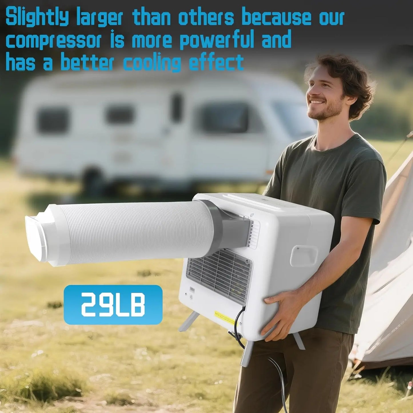 Portable Air Conditioner for Camping, 3300BTU, 436W AC Unit Fast Cooling Down to 60°F, Tent,3 Cooling Modes, 24 Hour Timer(Grey)