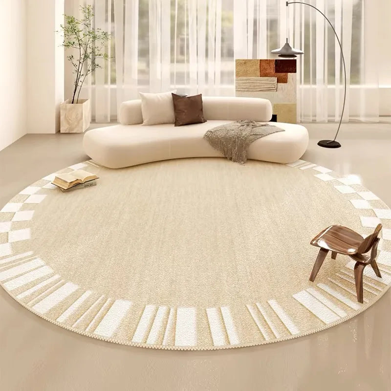 VIKAMA Summer Round Carpet, Anti-Stain Bedroom And Living Room Large Round Carpet, Dirt-Resistant Plain Carpet, Home Decoration