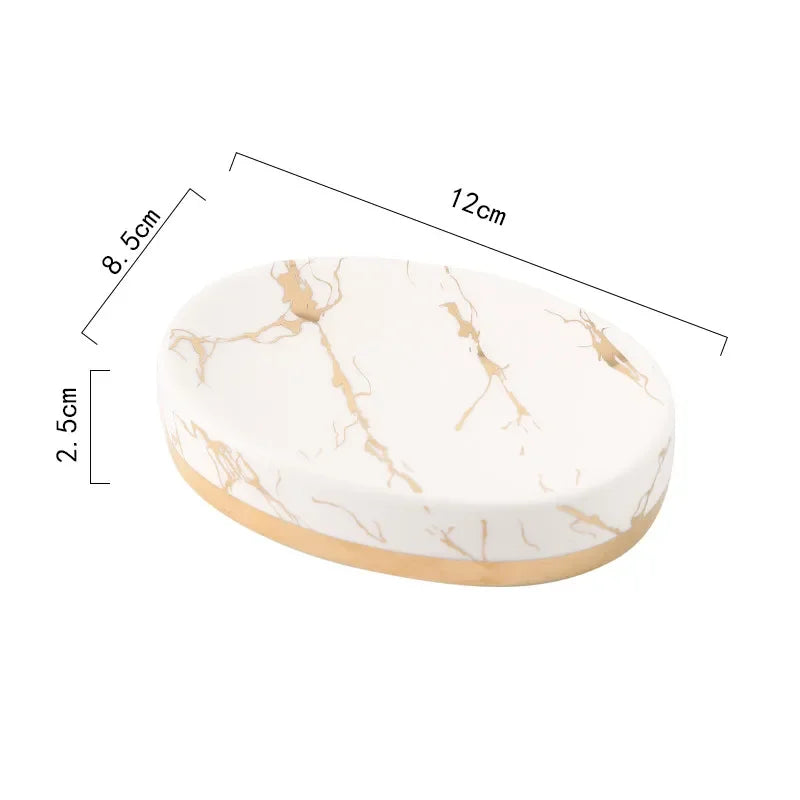 Marble Stripes Ceramics Bathroom Soap Dish Restaurant Hotel Soap Storage Items Restroom Decorations Household Soap Box