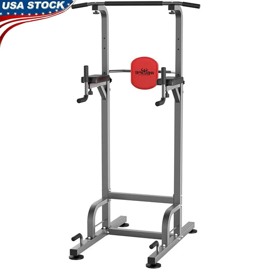 Power Tower Dip Station Pull Up Bar Multi Function Home Gym Strength Training Equipment Adjustable Height Fitness Workout