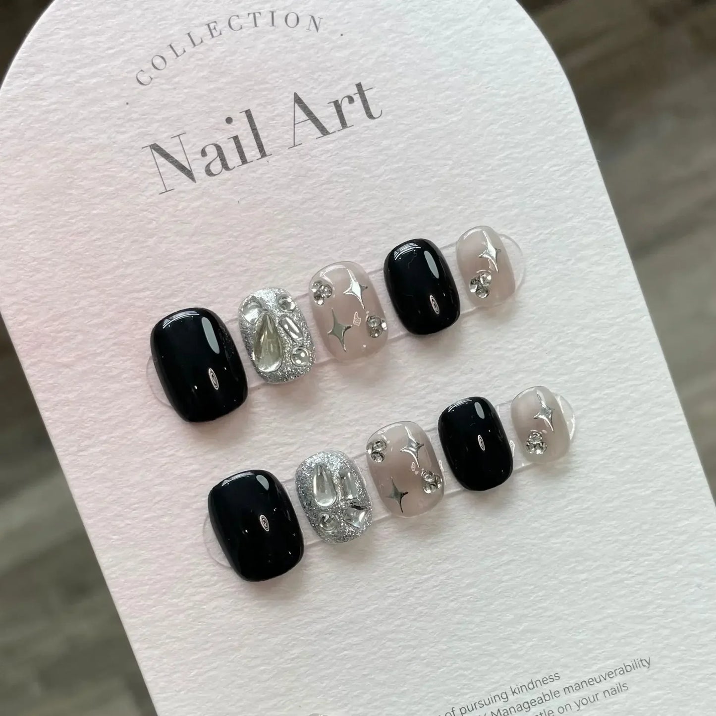 10Pcs Short Sweet and Cool Handmade Press On Nails Full Cover Design Round Head Fake Nail Artificial Manicure Wearable Nail Tips