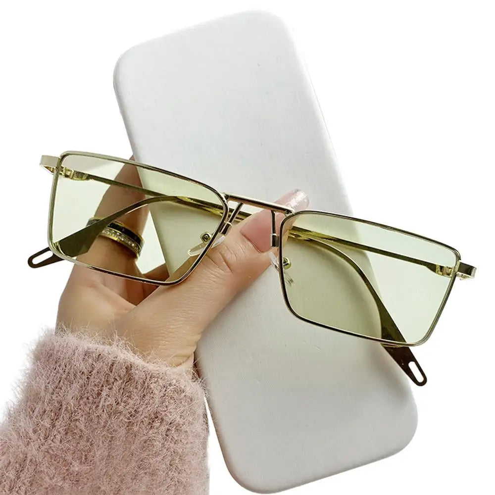 Fashion Small Rectangle Sunglasses Men Women Vintage Punk Square Driving Sun Glasses Luxury Brand Metal Frame Black Eyewear