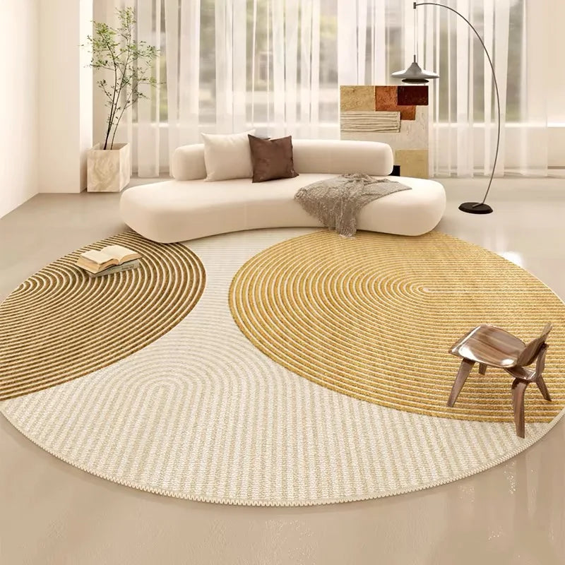 VIKAMA Summer Round Carpet, Anti-Stain Bedroom And Living Room Large Round Carpet, Dirt-Resistant Plain Carpet, Home Decoration