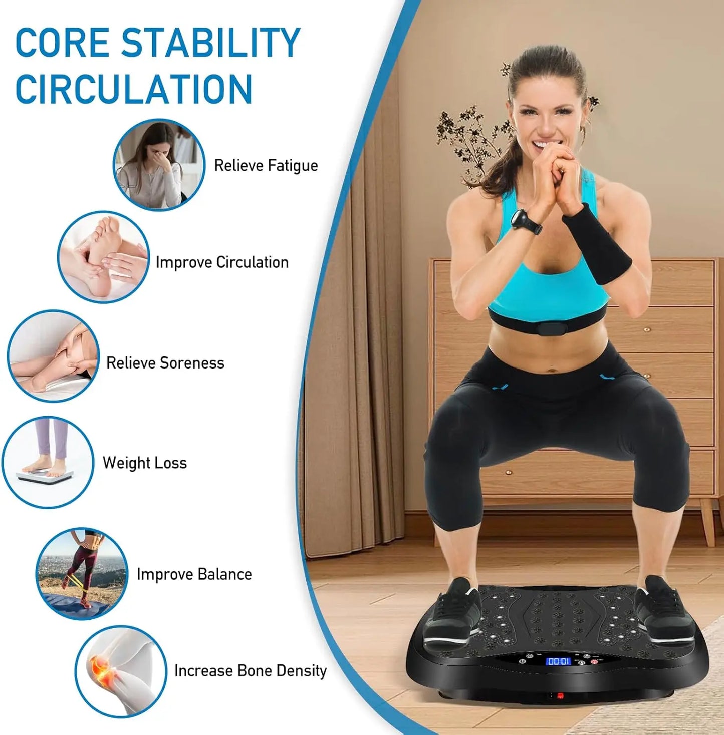 Vibration Plate Exercise Machine with Remote Control, Vibration Platform, Whole Body Workout Machine, Fitness Machine, Foots Mas