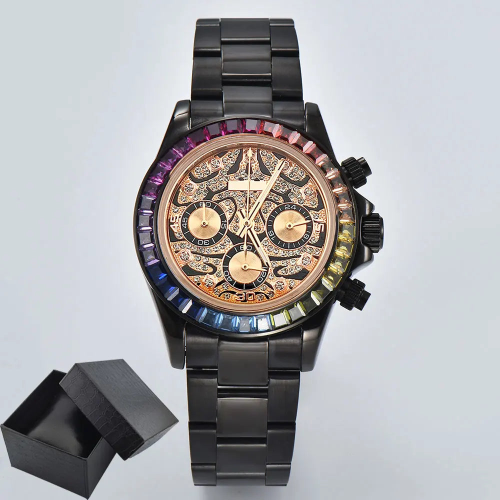 39.3mm Luxury Watches Men's Chronograph New gems watch Business Watch Men's VK63 Men's Chronograph watch VK63 Waterproof 10ATM
