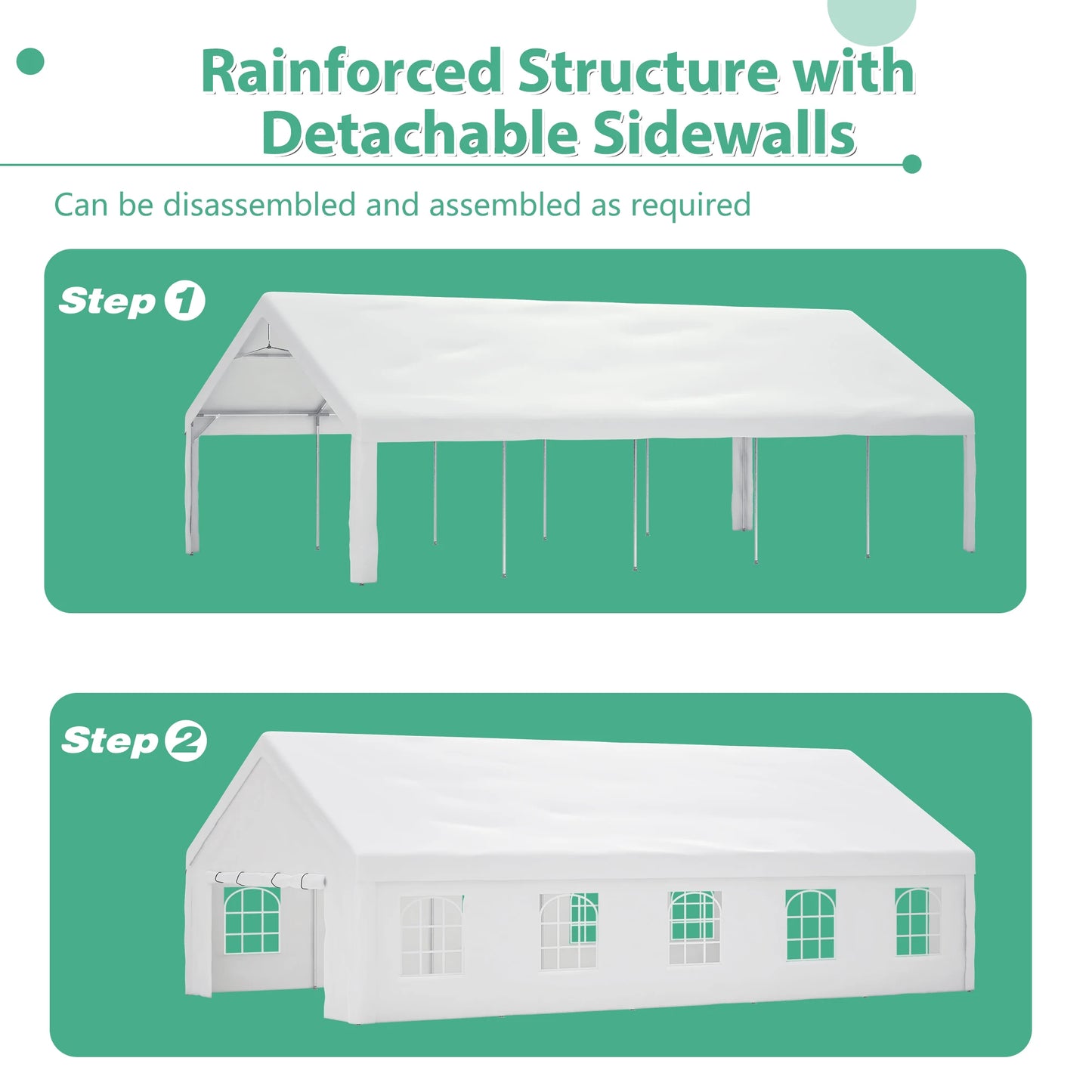 20x32FT Heavy Duty Large Wedding Event Shelters with 3 Storage Bags Removable Sidewalls Canopy Gazebo Commercial Tents