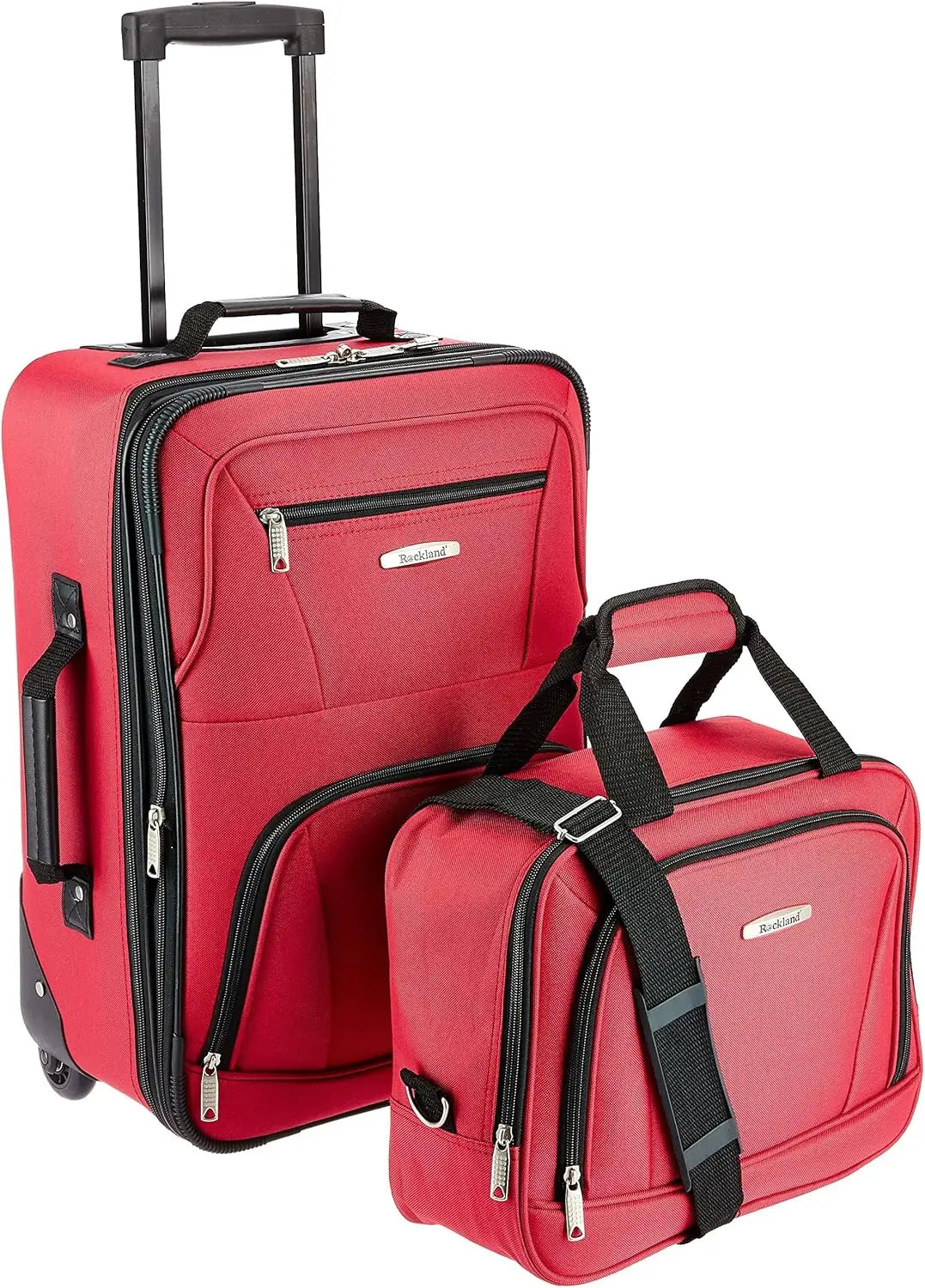 Rockland Fashion Softside Upright Luggage Set, Expandable, Pink Dots, 2-Piece (14/19)
