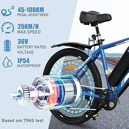 Bicicleta Eléctrica para Adultos, Bicicleta de Montaña de 26", EBike de Paseo con Batería Extraíble de 36V 15Ah, Pantalla LCD, D