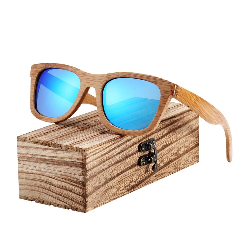 Bamboo Sunglasses Men Retro Vintage Wood Sun Glasses Women Polarized Mirror Coating Lenses Eyewear
