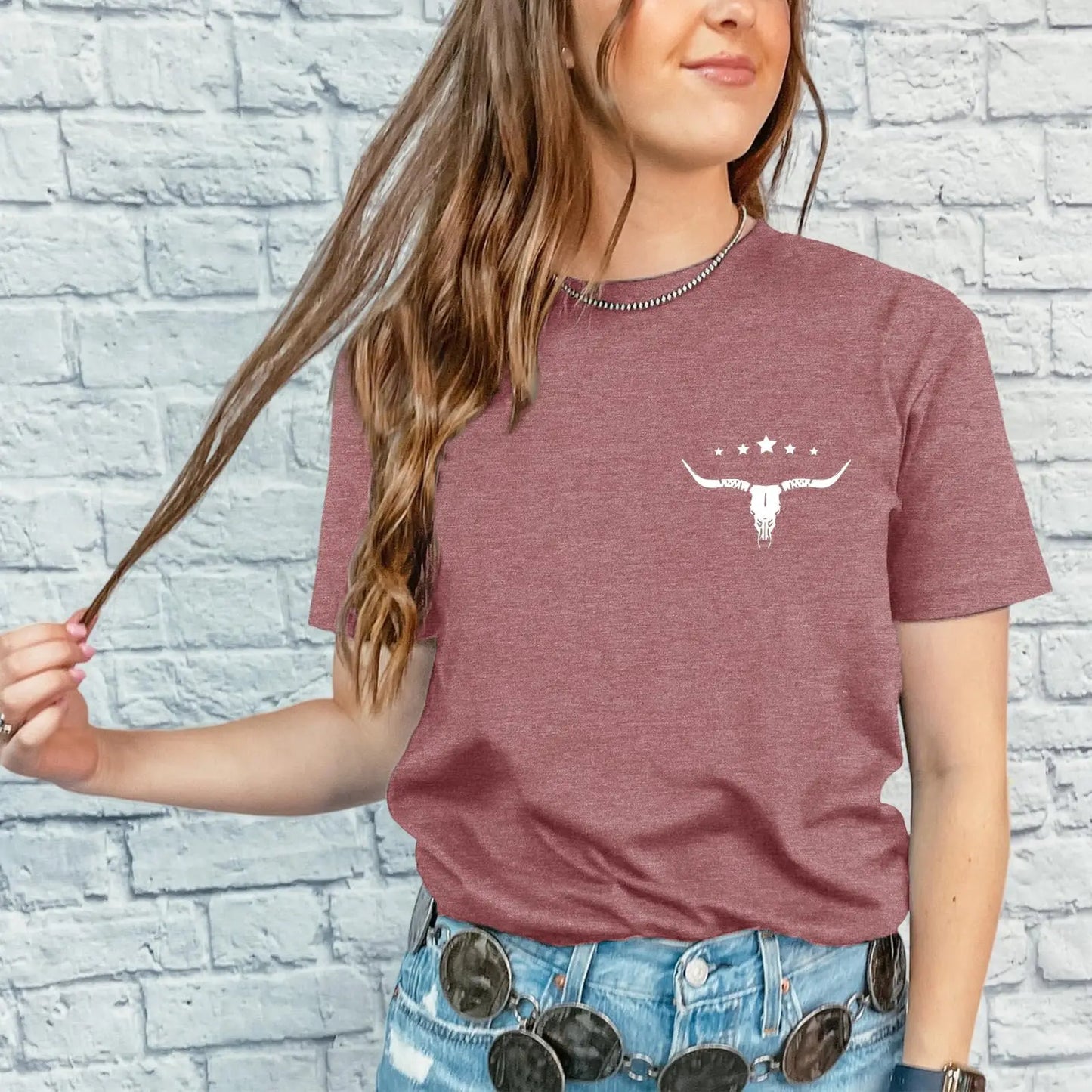 Womens Western Graphic Cowgirls Shirt Rodeo Print Tops Short Sleeve Cowboy Tops