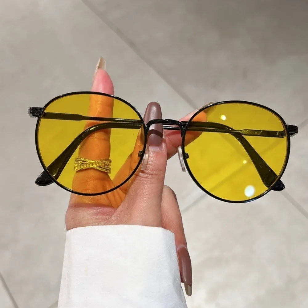 Women Men Sunglases Round Sun Glasses New Women's Metal Frame Fishing Glasses Eyewear UV400 Shades for Lady