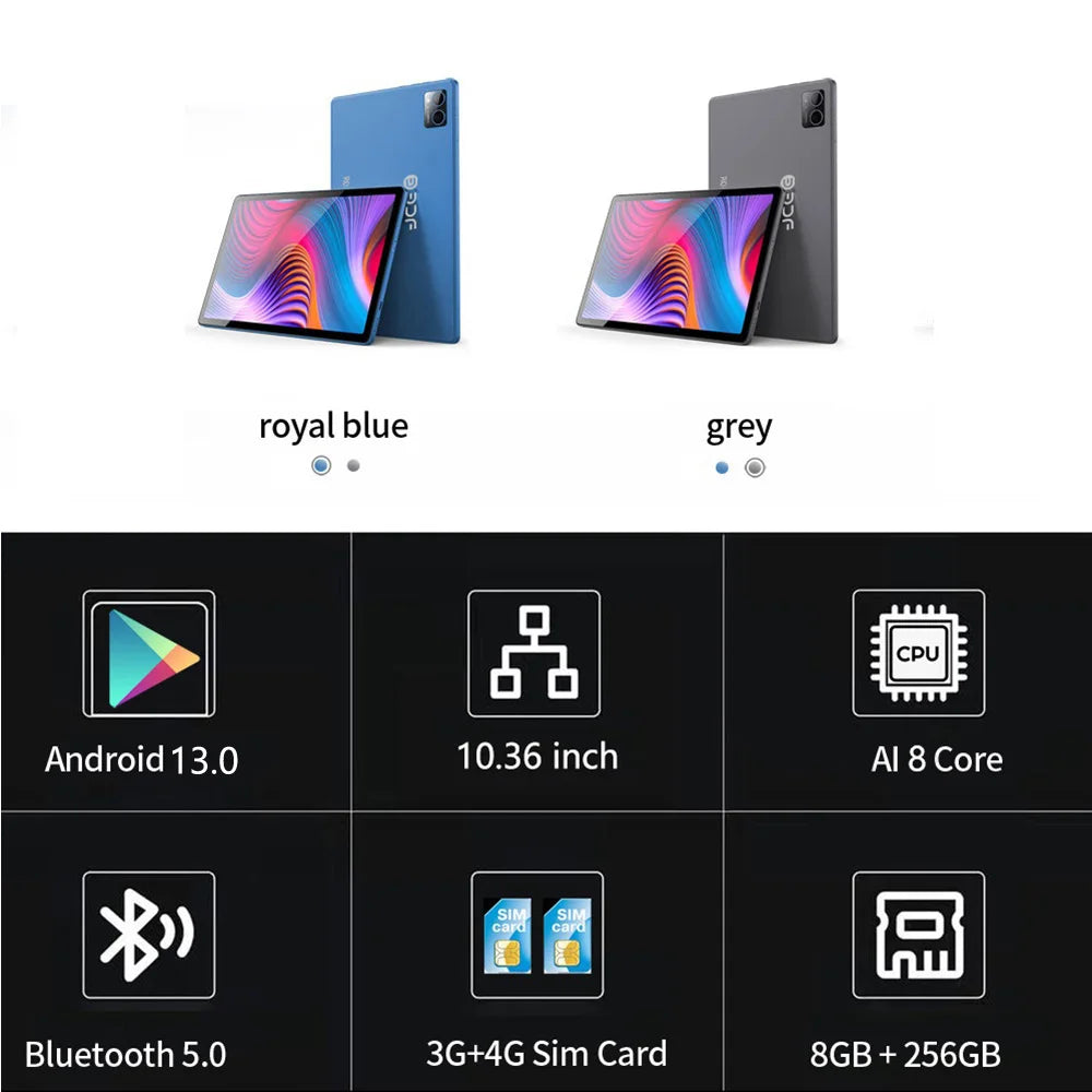 New Google 5G Original Tablet Pc 10.36 Inch 8GB RAM 256GB ROM Android 13 Octa Core Dual Cards Dual Cameras BT Global Version