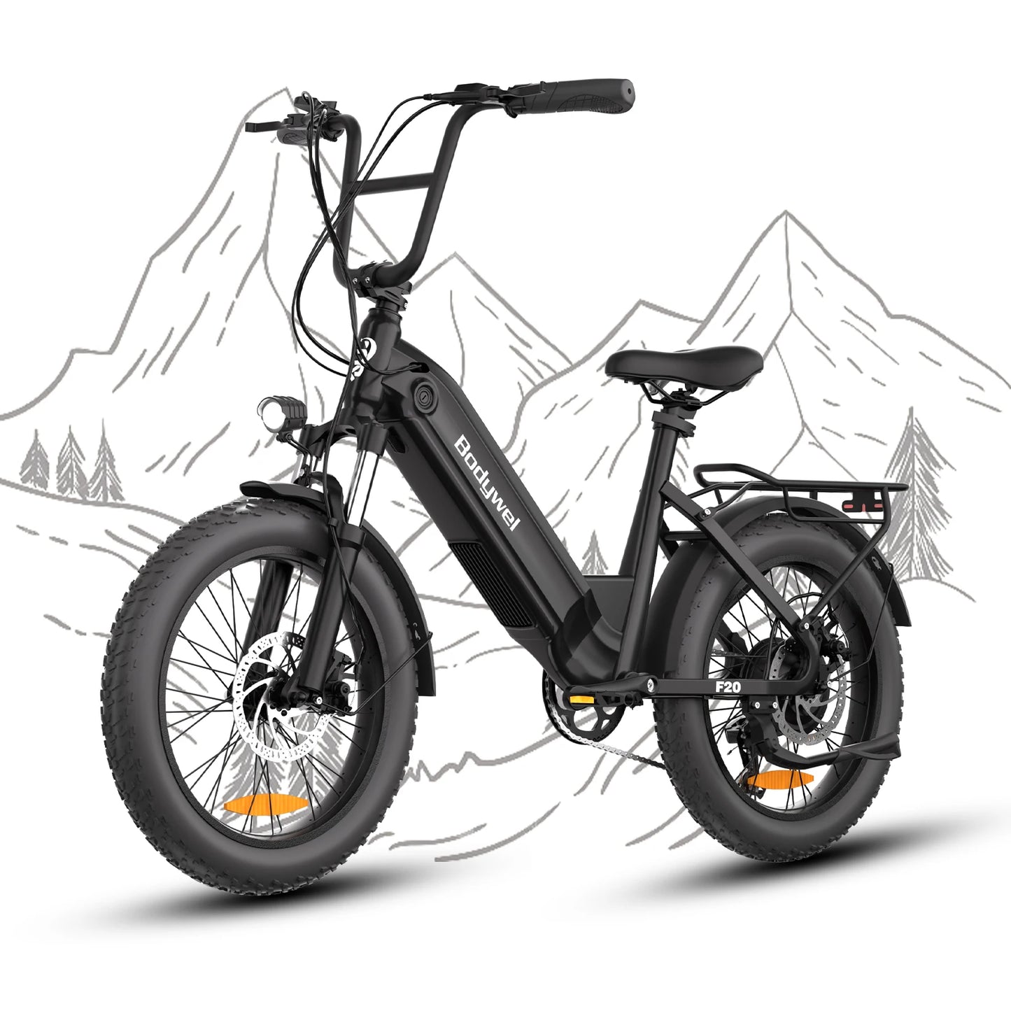 Bodywel F20 Fat Tire Ebike 20Inch Electric Bicycle 500W 48V 13.5Ah Battery All Terrain e dirt bike for Adults