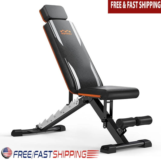 Heavy-Duty Adjustable Weight Bench Foldable 800LB Multi-Purpose Home Gym Workout Press Sit-Up Incline Training Machine