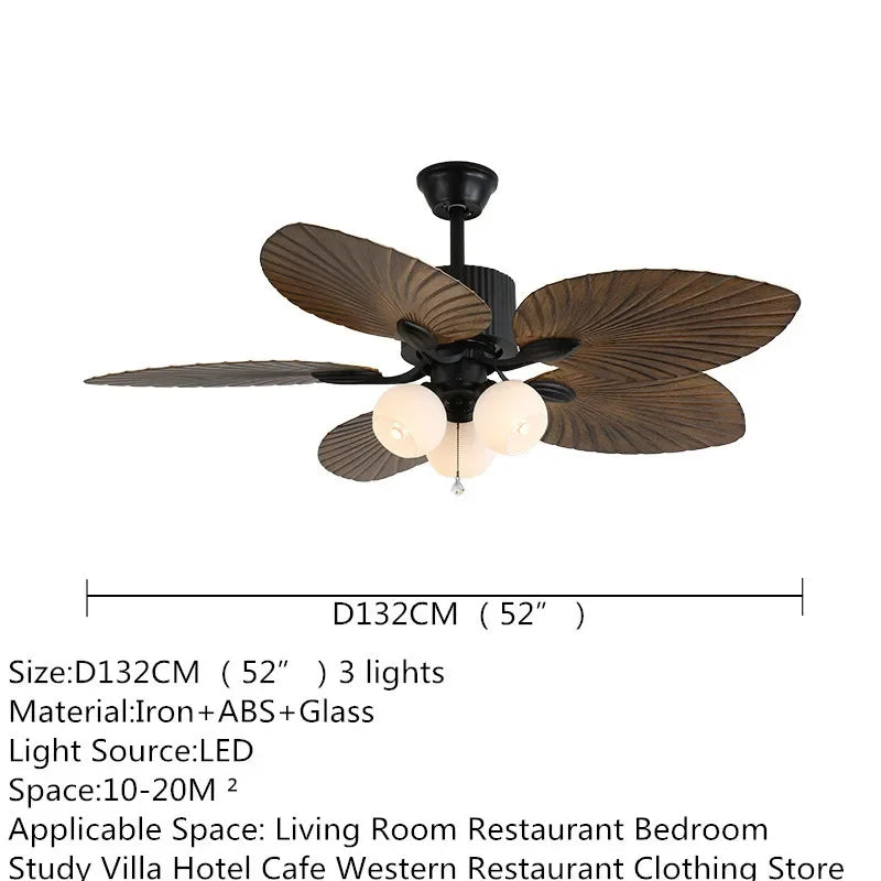 American Retro celiing Fan Light European Mid-Century Luxury chandelier  Living Room Restaurant Bedroom Villa Cafe Remote Fan