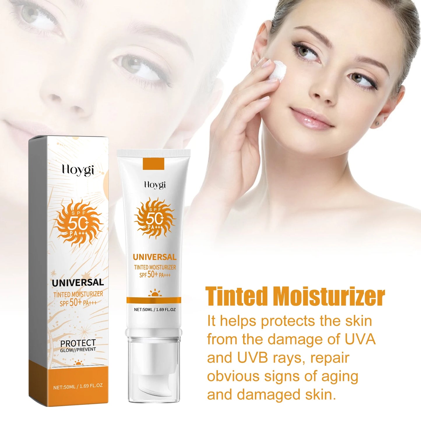 Natural Face Sunscreen Foundation Cream Outdoor Protects Face Sunblock Moisturizing Glowing Repair Damaged Skin Spf50+ Cream
