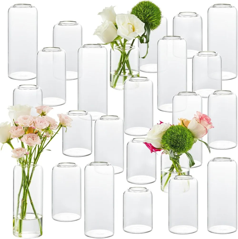 Glass Bud Vases Set of 24,Clear Flower Vase for Centerpieces, Small Vases for Flowers,Decor Centerpiece, Decorative Vase