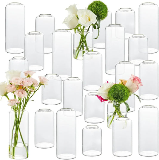 Glass Bud Vases Set of 24,Clear Flower Vase for Centerpieces, Small Vases for Flowers,Decor Centerpiece, Decorative Vase