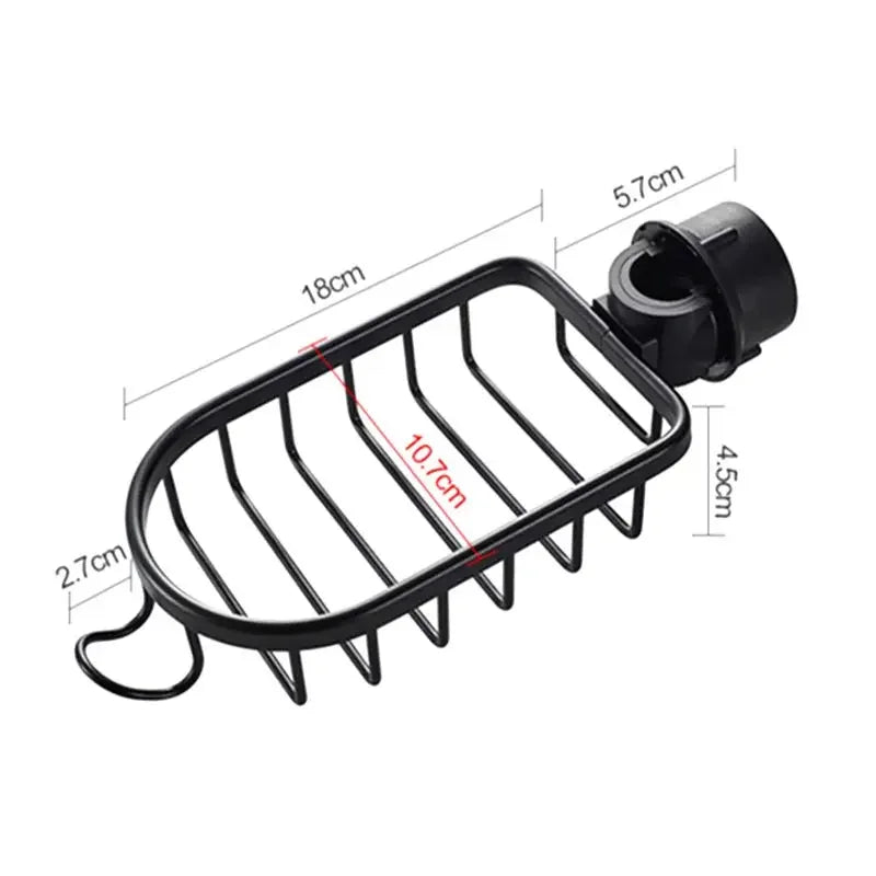 Bathroom Shelf Black Shower Storage Basket Storage Rack Adjustable Faucet