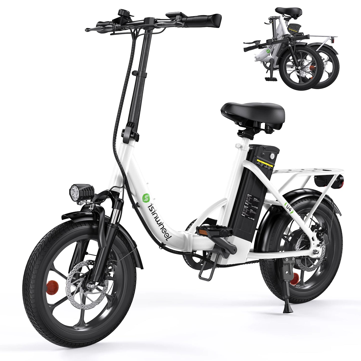 Isinwheel U4 Adult Electric Bicycle,500W city ebike, 36V 10.4AH commuting E-bike, 16  Tire Foldable Electric Bike