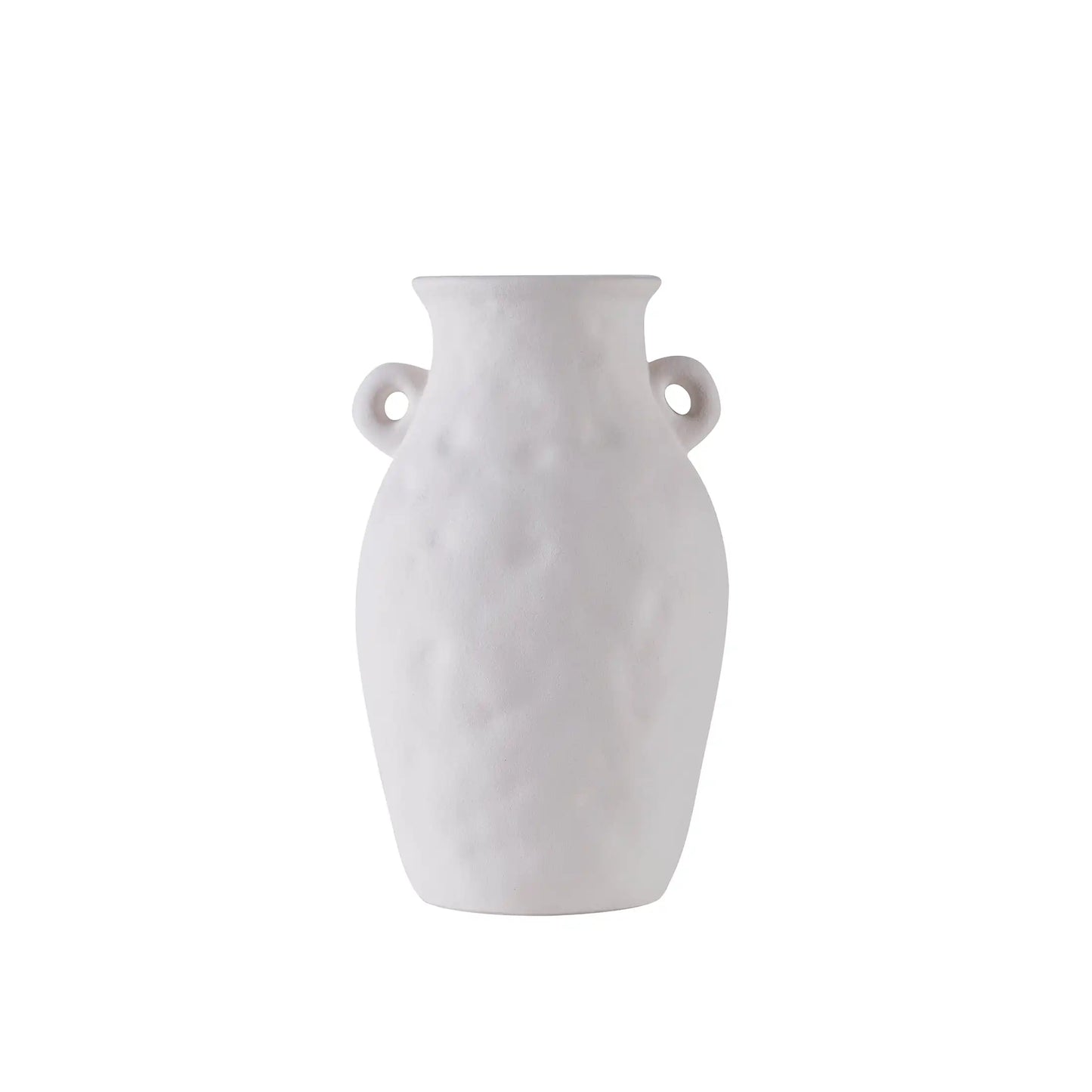 9 White Textured Ceramic Vase with Handles
