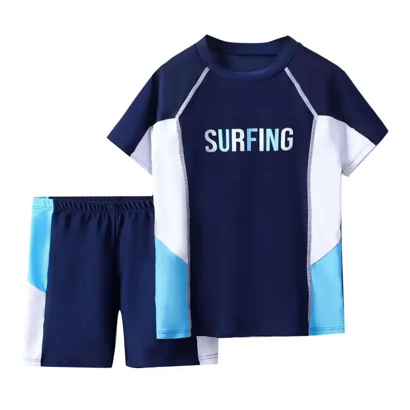 Summer Children Boys Round Neck Sports Tops+ Shorts Sets Fashion Breathable Casual Clothes Sets