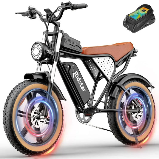 Electric Bike for Adults Q20, 1500W, 30MPH,48V/20AH E-Bike,30-180 Miles Electric Motorcycle, 20" Fat Tire Dirt Bike, All Terrain
